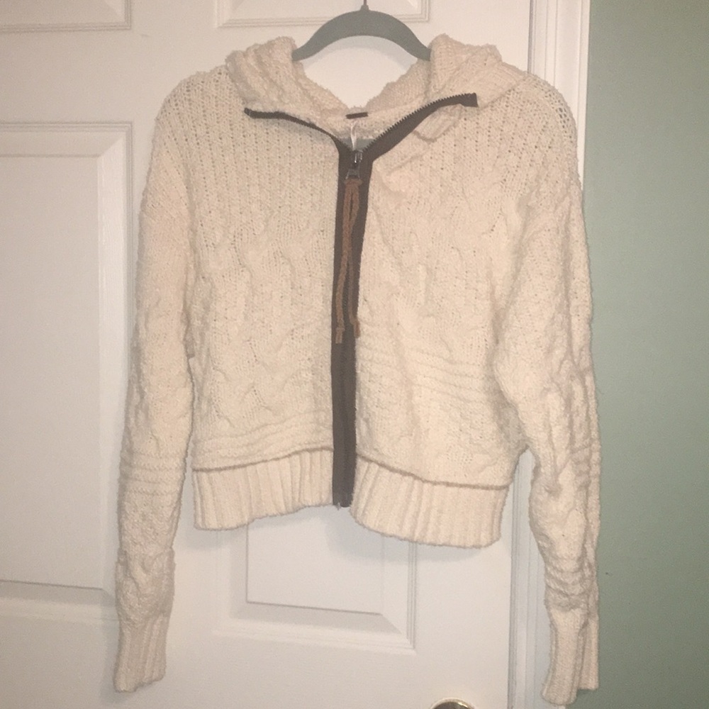 Free People Cream full zip Sweater